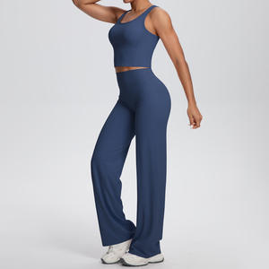 Ensemble de sport 5 pièces pour femmes grandes tailles, couleur unie, comprenant des leggings d'entraînement taille haute et des brassières de sport - Product Image 4