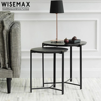 WISEMAX FURNITURE Table d'appoint pour canapé design contemporain en bois stable structure en métal noir table basse modulaire pour hall d'entrée appartement