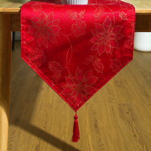 Hot Bán Tinh Tế Polyester Bảng <span class=keywords><strong>Runner</strong></span> Với Vàng Chủ Đề Hoa Dệt Hình Chữ Nhật Khăn Trải Bàn Nhà Máy Giá Màu Đỏ Trên Bán - Product Image 4