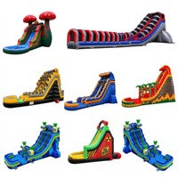 Toboggan aquatique gonflable durable en PVC à double voie arc-en-ciel, vente en gros OEM en vrac pour enfants et adultes