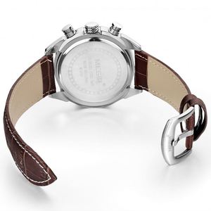 Montre à quartz pour homme MEGIR 2015, bracelet en cuir, chronographe analogique, calendrier, montre-bracelet, boîtier en alliage de 44 mm, bracelet de 22 mm pour le sport - Product Image 6