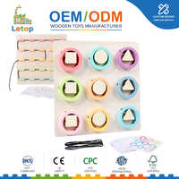 Planche à enfilage en bois Montessori, jeu sensoriel de motricité fine, couleurs macaron, correspondance des formes, aide pédagogique pour tout-petits