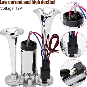 Klaxon à air double tube 600DB 12V avec compresseur en aluminium pour voiture, klaxon à tonalité haute pour mise à niveau et rénovation - Product Image 5