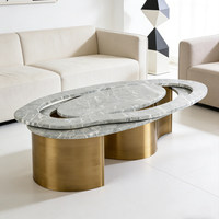 Table basse en marbre et métal de luxe italienne - Sur mesure - Conçue pour les salons avec un design moderne et simple