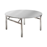 Table ronde en acier inoxydable pour l'extérieur, table de restaurant robuste, résistante à la rouille, à l'usure et à la corrosion