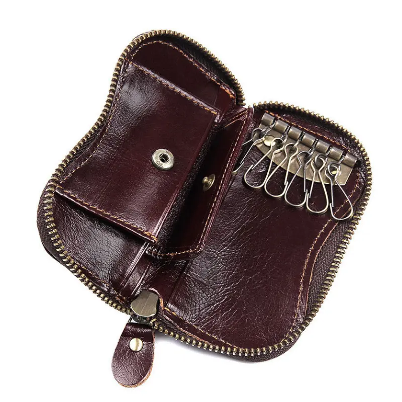 Genuine Leather Key Bag Head Layer Cowhide Multi functional Multi Card Card Bag Zero Money Vintage Bag Wallet