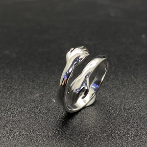 Fine 925 Sterling <strong>Silver</strong> Smooth Polished <strong>Hugging</strong> Two Hands Open <strong>Ring</strong> Couple Promise Band Anniversary Birthday Jewelry Gift - Product Image 6