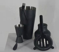 Ensemble de bar en acier inoxydable noir, ensemble de shaker à cocktails pour mélanger les boissons, outils de bar, kit de barman avec support en bois