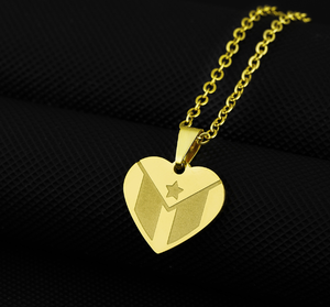 Qiuhan ODM/OEM <span class=keywords><strong>coeur</strong></span> d'<span class=keywords><strong>amour</strong></span> à la mode <span class=keywords><strong>et</strong></span> collier à breloques en forme de drapeau de PuertoRico accessoires en acier inoxydable pour Couple - Product Image 3