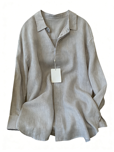 Camisa de Lino Holgada con Protección Solar y Solapa Francesa, Nueva Moda Verano 2026, Venta al por Mayor para Boutiques - Product Image 4