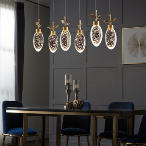 Stylish Single-Head K9 Crystal Pendant <b>Light</b> All-Copper Warm White for Bedroom <b>Dining</b> Room or Bar Counter - Product Image 1