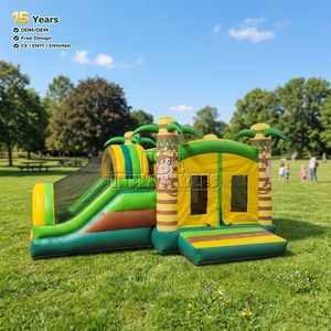 <span class=keywords><strong>Castillo</strong></span> Inflable Comercial Personalizado de Fábrica con Tobogán, Diseño de Palmera Tropical, para Alquiler Comercial - Product Image 2