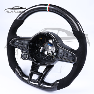 Volante Personalizado de Fibra de Carbono y Alcántara Italiana para Alfa Romeo Giulia QV Stelvio 2015-2020 con Botón de Encendido - Product Image 2