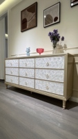 Commode de luxe personnalisée de style européen et américain avec incrustations de nacre et coiffeuse en bois massif pour la décoration de chambre
