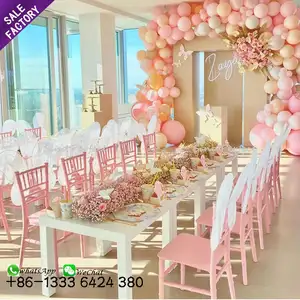 Fabricante apilable resina plástico Rosa Tifany silla comedor fiesta niños Chivari sillas niños