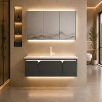 Meuble de salle de bain de style européen moderne avec miroir intelligent, étanche, suspendu, couleur et taille personnalisables, fabrication OEM