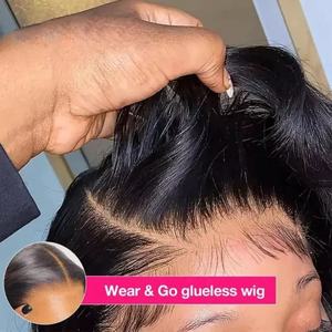 Peluca de Cabello Humano con Frente de Encaje HD, Pelucas sin Pegamento Listas para Usar, Cabello Humano Virgen Indio con Cutícula Alineada para Mujeres Negras - Product Image 4