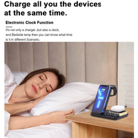 CE FC Rohs 15w Veilleuse 6 en 1 Chargeur sans fil avec horloge pour Apple Huawei