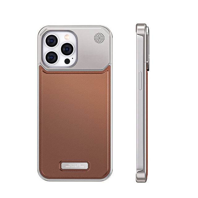 Portable Anti-Fall Protective Metal Aromatherapy Aluminum Alloy Leather Pattern Magnetic Case for Iphone 16 15 14 13 Pro Max