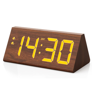 2025 New Arrival Modern Bedroom Home Decor Large <b>LED</b> Display Digital Snooze Wooden Alarm <b>Clock</b> Electric Desk Table <b>Clock</b> - Product Image 1