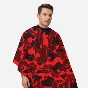 Custom Red Camouflage Print Barber Cape Waterproof Haircutting Salon Professional Hair Stylist Cape Barber Shop Hairdresser Cape - Product Image 4