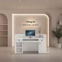 Petit bureau de réception moderne en bois pour magasins de vêtements, salons de beauté, caisses, expositions, bureaux d'accueil d'entreprise, tables de bar