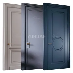 ประตูไม้ด้านในสีเข้มไม้จริงประตูในห้องนอนประตูในจีน