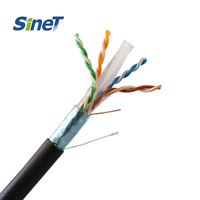 Harga SINET pabrik 23awg 24awg kucing 5E kucing 6 kabel UTP luar ruangan tahan air Anti-UV jaket ganda 305M kabel SFTP FTP