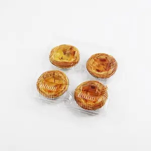 4 Compartment PET Plastic Transparent Egg Tart Food Container