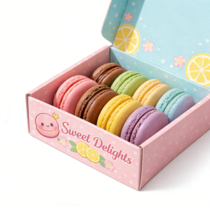 Boîte d'abonnement alimentaire pour macarons, emballage en carton ondulé B/E, option auto-scellante, personnalisable - Product Image 3