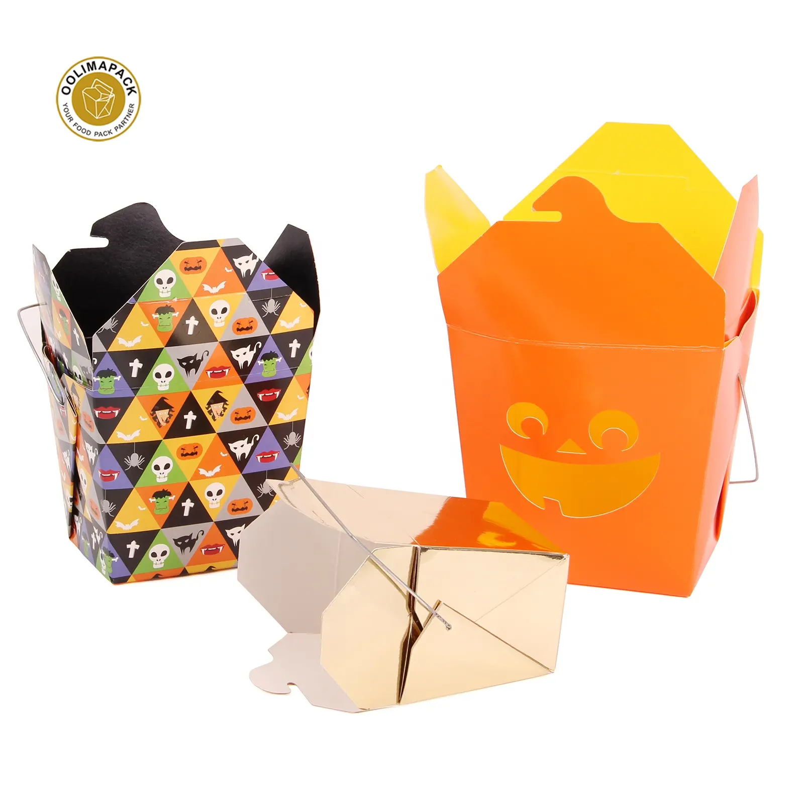 Custom Gedrukt Fancy Papier Snoep Bruiloft Halloween Party Gunst Geschenken Vierkante Noodle Box Voor Gasten