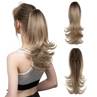 Queue de cheval synthétique ondulée longue et volumineuse en gros pour femmes, fibre haute température, pré-collée, pré-bouclée, perruque portable