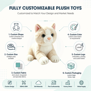Peluche chaton crème personnalisée en gros, jouet en peluche doux de qualité supérieure, poupée chat personnalisée pour enfants - Product Image 2