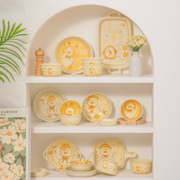 Ensemble de vaisselle en céramique durable en vente directe de Chine bol à plat rond Technique émaillée assiettes à motifs végétaux à usage alimentaire