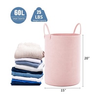 Haute qualité rose grande corde de coton conteneur de stockage panier panier à linge pour chambre salle de bain jouets vêtements livres