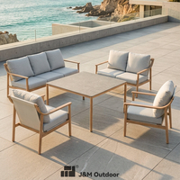 Ensemble de salon de jardin J&M en pierre grainée avec structure en aluminium, mobilier d'extérieur pour villa et jardin
