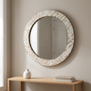 High Quality Rustic Design Capiz Shell <b>Small</b> Eco-Friendly Wall Hanging Bathroom <b>Mirror</b> Decor Wholesale Bedroom - Product Image 4