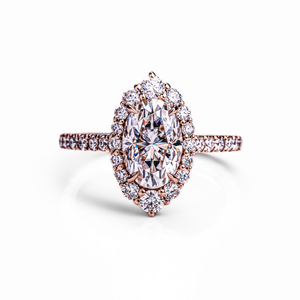 Bague de fiançailles en argent sterling avec ornement orange, diamant de laboratoire marquise 1 carat, halo, style Art déco, tendance, anniversaire de mariage, pour femme - Product Image 1