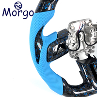 Setir Kemudi LED Serat Karbon Forged Biru Berkualitas Tinggi Khusus untuk Ford Mustang GT/GT500/GT350 2015-2023