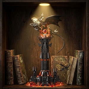 Ensemble de blocs de construction Dark Fantasy : Château Dragon avec yeux lumineux, modèle en briques à assembler soi-même, cadeau pour enfants et collectionneurs adultes - Product Image 1