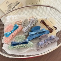 Pince à cheveux vintage en acétate à pois avec nœud, texture marbrée, élégante, style requin, pour femme, accessoire pour chignon arrière, style OL