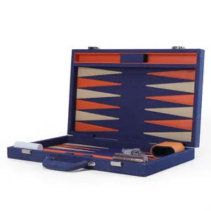 Party Denim Backgammon Game Case Set Custom Travel Cloth Backgammon Board Game Checker