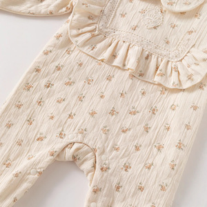 Tutina autunnale a doppio strato per bambina, tutina a maniche lunghe con stampa floreale, colletto Peter Pan, tutina intera per <span class=keywords><strong>neonato</strong></span> - Product Image 4