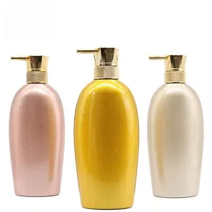 600ml 800ml gül altın biyobozunur geri dönüşüm otel ambalaj lüks PET plastik şampuan pompa şişesi
