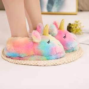 Bonitas pantuflas de unicornio con felpa cálida y esponjosa para interiores y exteriores, botines sin cordones - Product Image 6