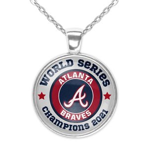 Kustomisasi grosir kalung liontin Braves seri dunia juara 2021 kipas perhiasan perak kalung baja tahan karat - Product Image 1