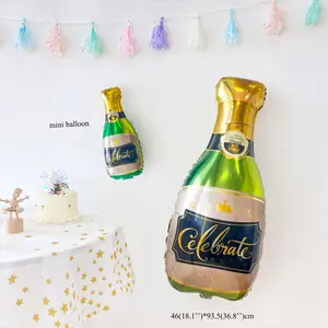 Birthday Engagement Graduation Wedding Party Decorations Wine Bottle Shape Foil Mylar Balloons