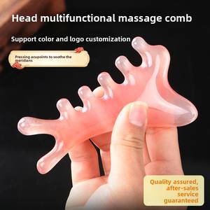 Sisir pijat Resin empat dalam satu multifungsi sisir cendana Gua Sha kulit kepala terapi akupuntur wajah sisir Meridian - Product Image 2