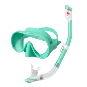 Ensemble de plongée avec masque de plongée sans cadre à grand cadre anti-buée, lentille en verre, bord en silicone liquide anti-rayures, équipement de plongée pour adultes - Product Image 4