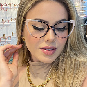 Tùy Chỉnh Tr90 Kim Loại Khung Quang Học Chống Ánh Sáng Màu Xanh Chặn Kính Phụ Nữ Thời Trang Ánh Sáng Màu Xanh Lọc Kính Cho Phụ Nữ - Product Image 2